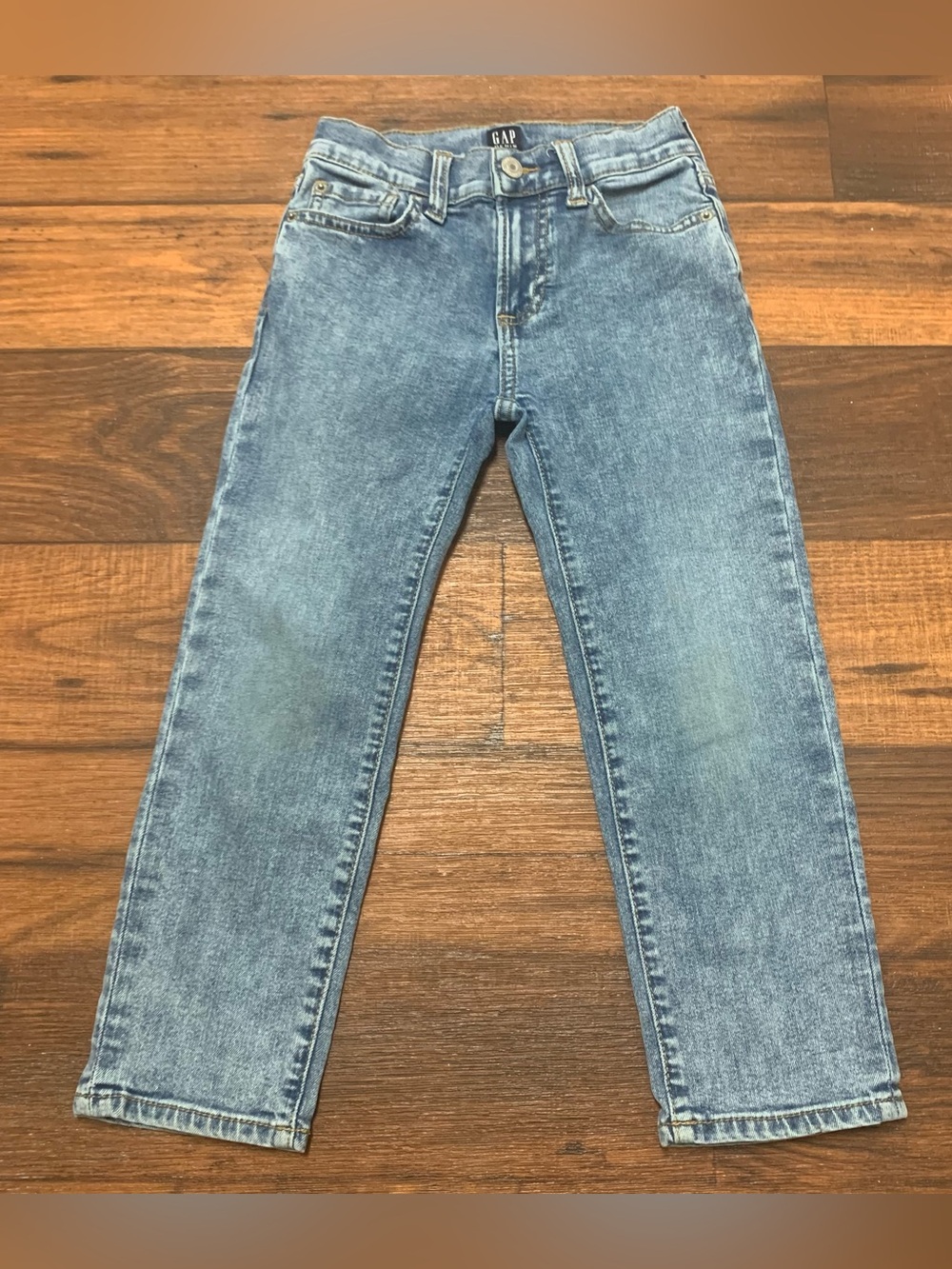 Gap Kids Boys Stretch Straight Jeans Adjustable Waist Size 5 Cotton Blend